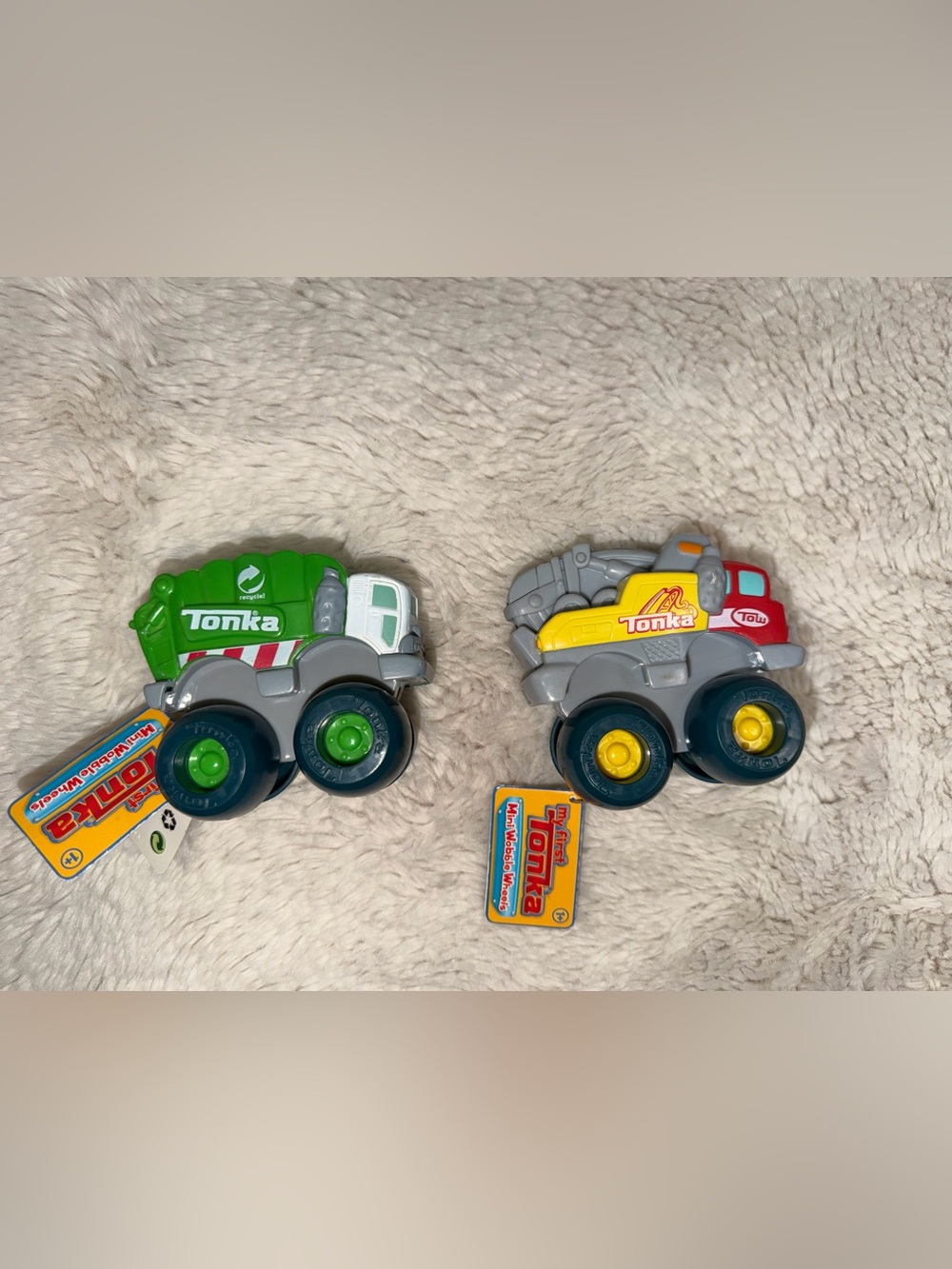 Tonka Mini Wobble Trucks in Green and Yellow - Set of 2